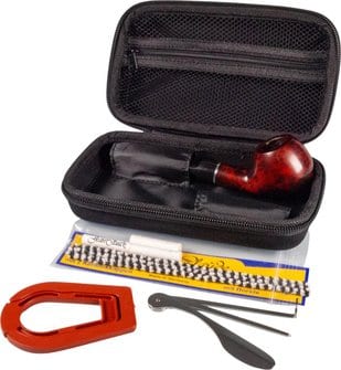 Pfeifen-Einsteigerset in Hartbox schwarz, Pfeife glatt/Acryl 409444