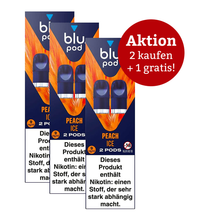 Aktion: 2 x kaufen, 3 erhalten E-Liquidpod BLU POD Peach Ice 9mg 2 Pods