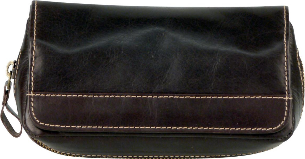 Pfeifentasche Leder braun mit Überschlag  2er 630714