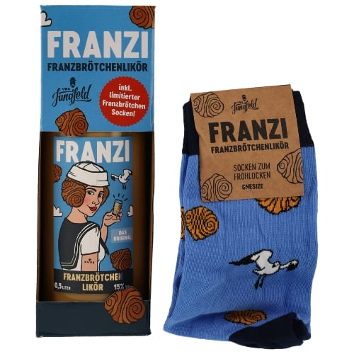 Likoer FRANZI Franzbroetchen 15 % Vol. Socken Edition 79460