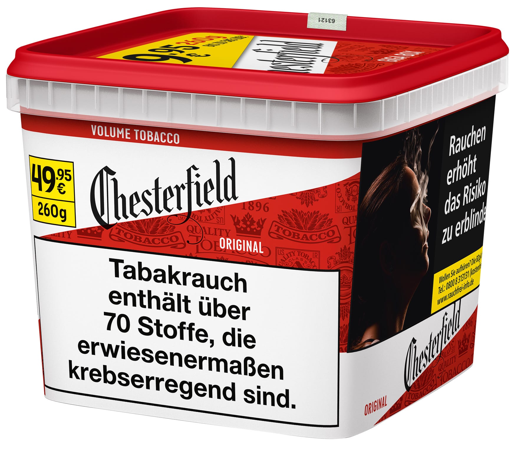 GIGA Eimer Chesterfield Red Volumen Tabak 255 Gramm SW16122