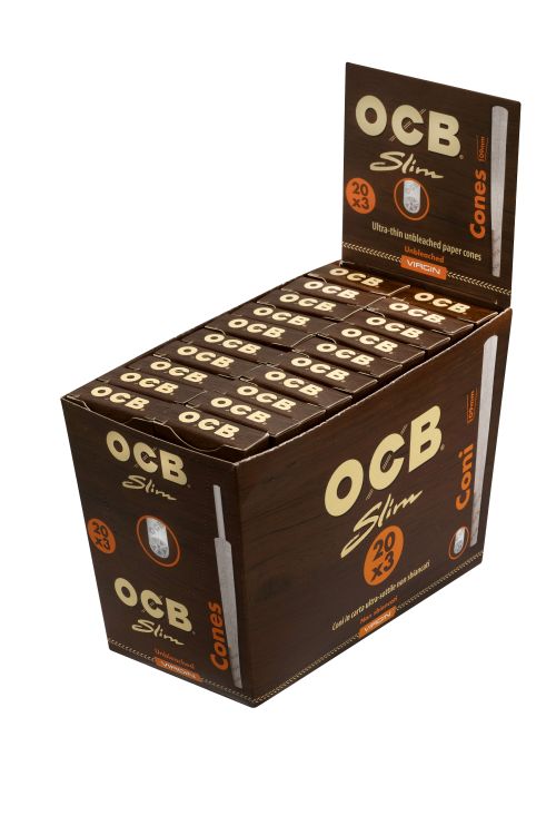 OCB Unbleached Slim Cones Display 20×3 Stück vorgerollte Zigarettenhülsen