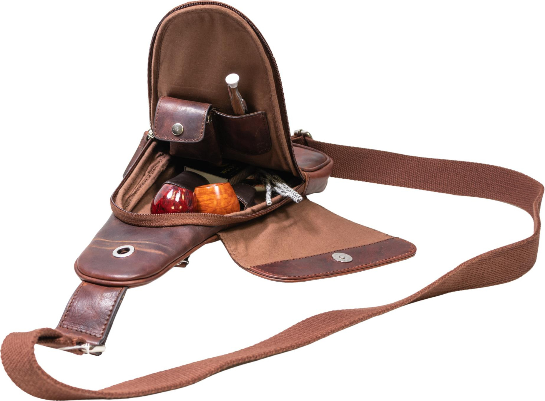 PASSATORE Pfeifen-/Zigarren Body Bag Leder braun antk 639961