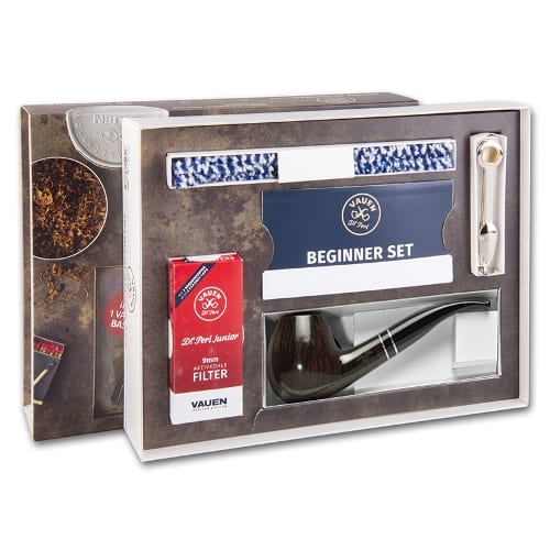 Pfeife VAUEN Basic Beginner Set grau glatt gebogen 36664