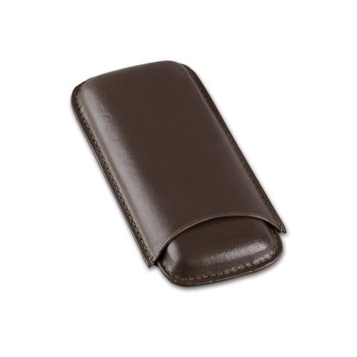 Zigarrenetui 2er aus Leder in dunkelbraun kurz 14.5 x 7 cm 98209