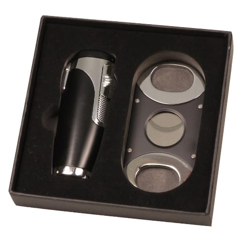 Zigarrenfeuerzeug Jet 3-fach Cigarrenabschneider schwarz/chrom 35728