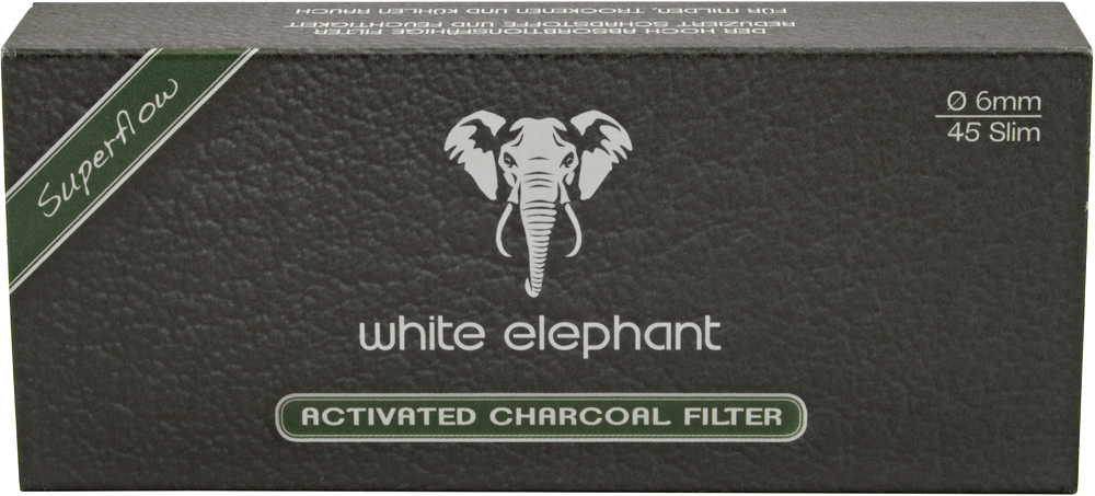 Pfeifenfilter White Elephant 45 Activated Charcoal Filter 6 mm 1 Schachtel à 45 Filter SW334-1