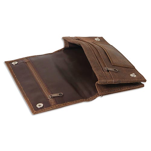Tabaktasche für Feinschnittpäckchen aus Leder Antiklook in braun 10844