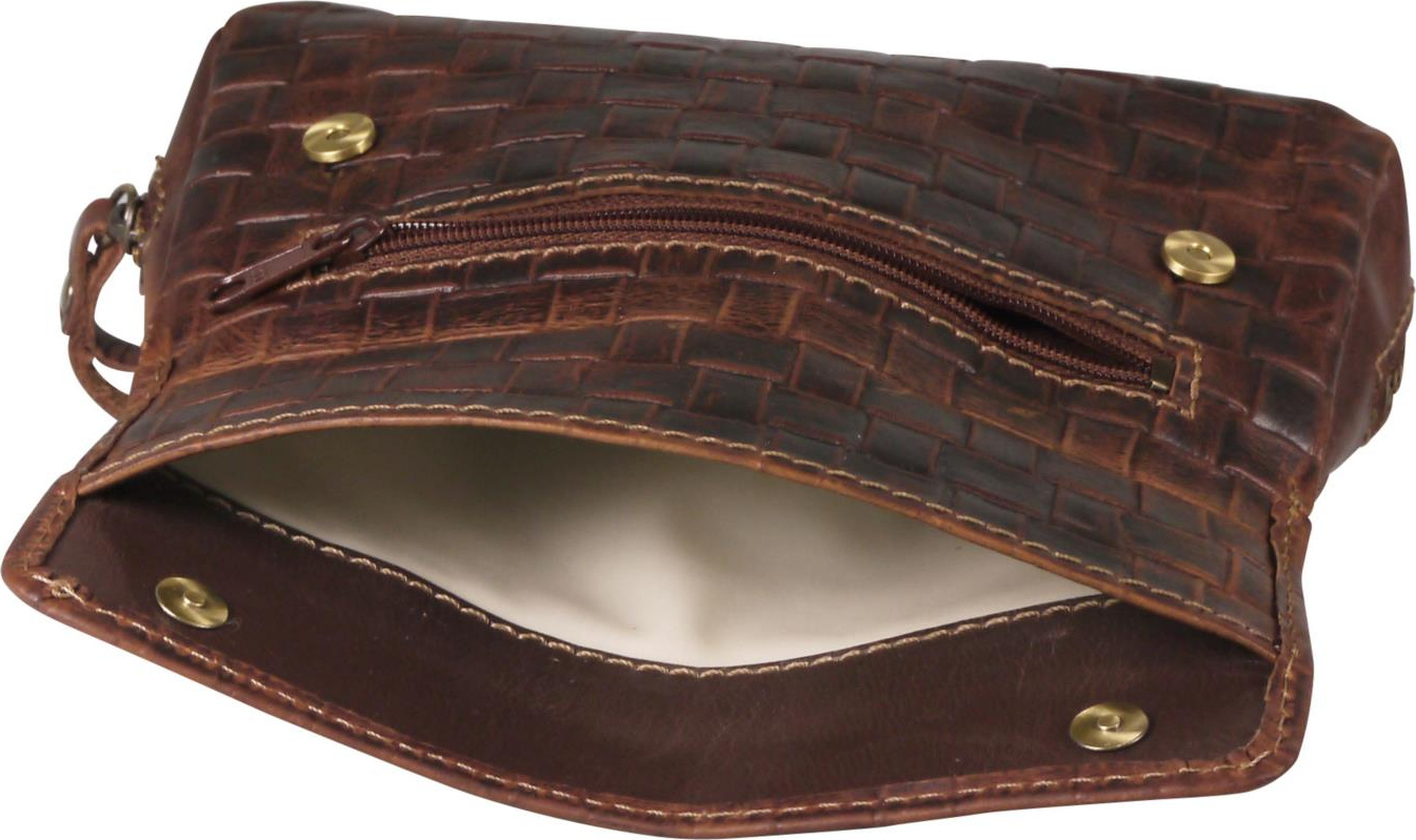 Pfeifentasche Leder braun antik Flechtdesign/Überschlag 2er 630867