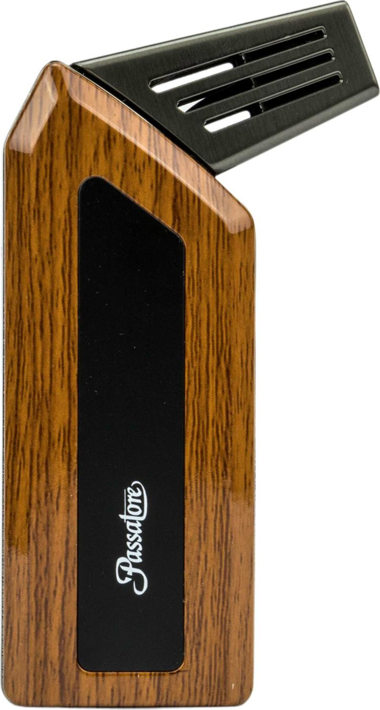 PASSATORE Pfeifenfeuerzeug "Peter" Holzoptik/chrom matt  Pz 234102