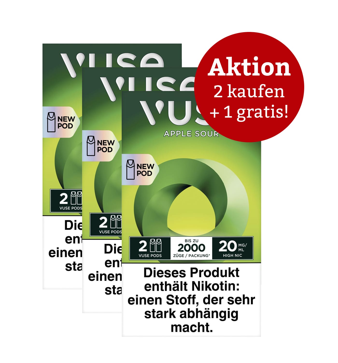 VUSE Pro Pods Green Apple 20 mg – Aktion: 2 x kaufen, 3 erhalten SW17039