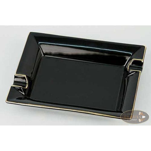 Zigarrenaschenbecher aus Porzellan in schwarz gold paspelliert 62344