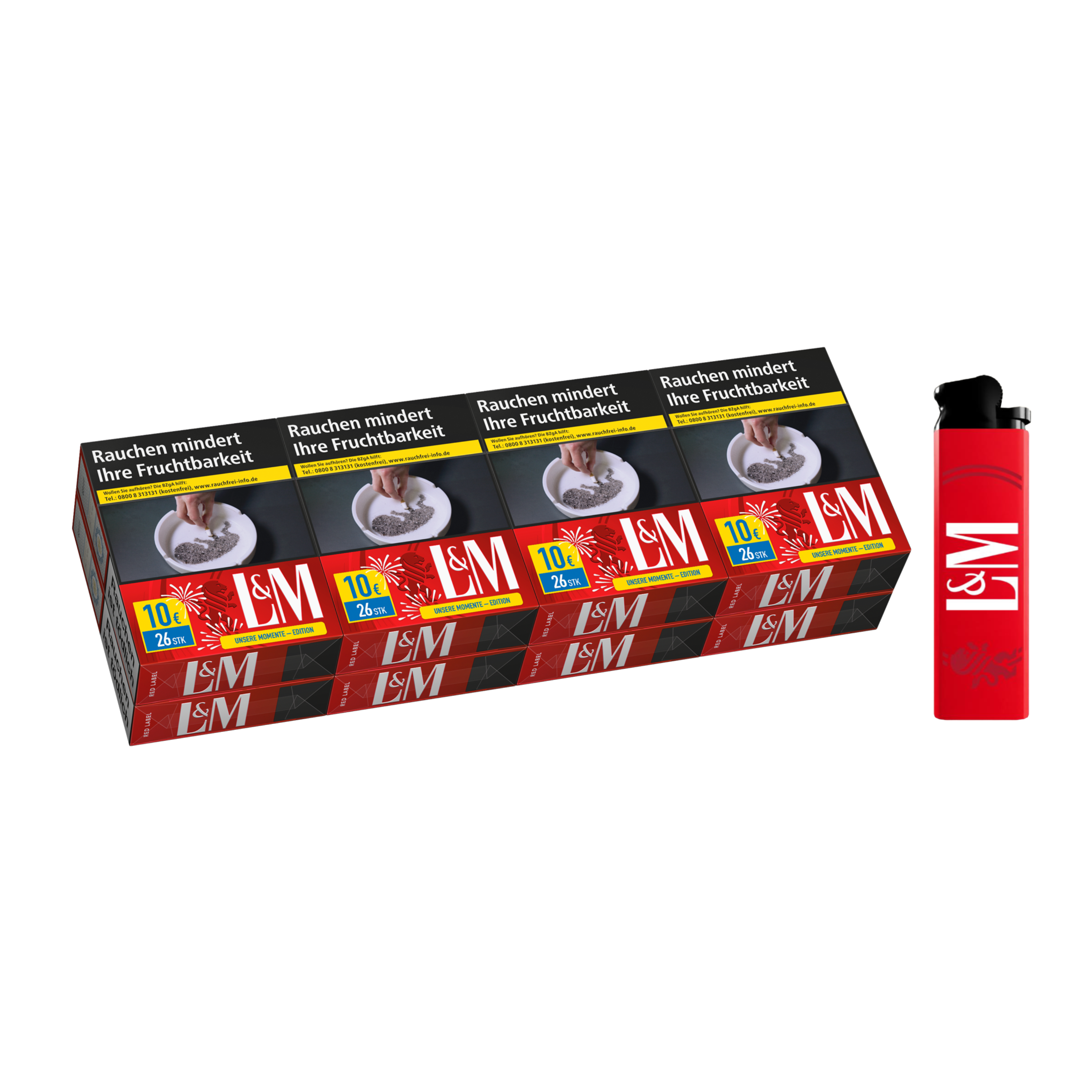 L&M Zigaretten Red 10 € (8x26) + LM Feuerzeug