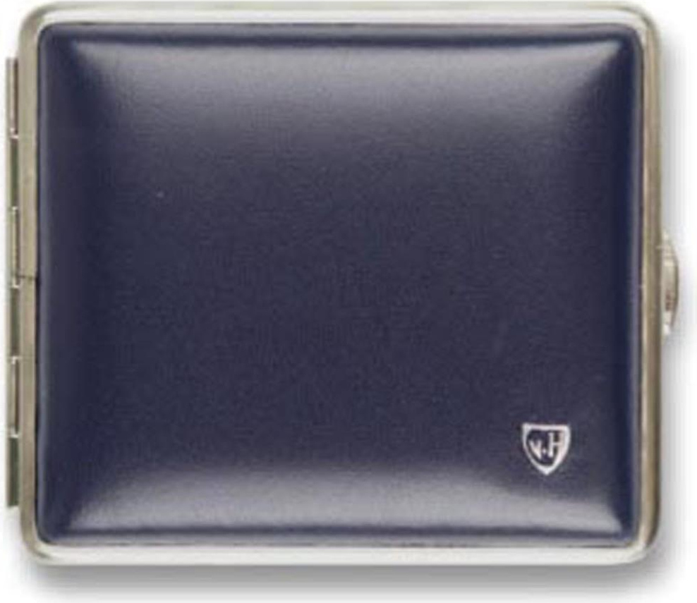 Zigtt.-Etui v.H.  Soft-Leder nachtblau Rahmen nickel 18er 605609