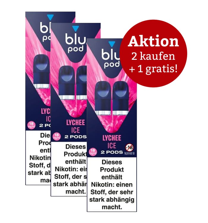 Aktion: 2 x kaufen, 3 erhalten E-Liquidpod BLU POD LYCHEE ICE 18mg 2 Pods