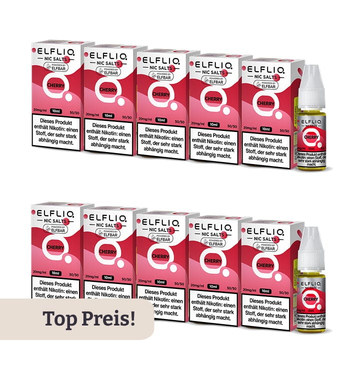 10er Pack E-Liquid Nikotinsalz ELFBAR Elfliq Cherry 20mg 4357