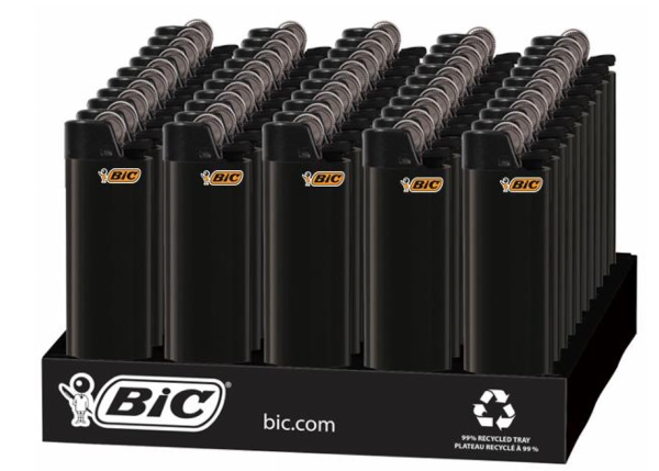 Einwegfeuerzeug Stein BiC Maxi All Black Steller mit 50 Stück 81917