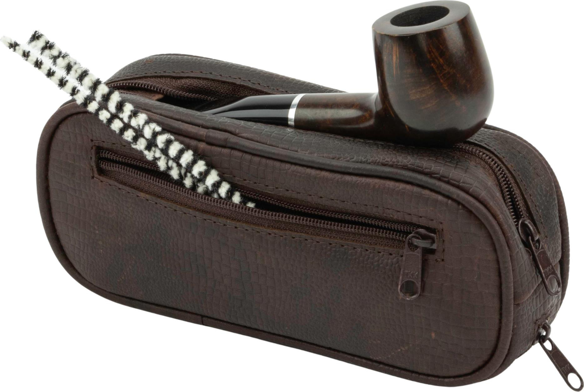 Pfeifentasche Leder braun antik Snake print 2er 632573