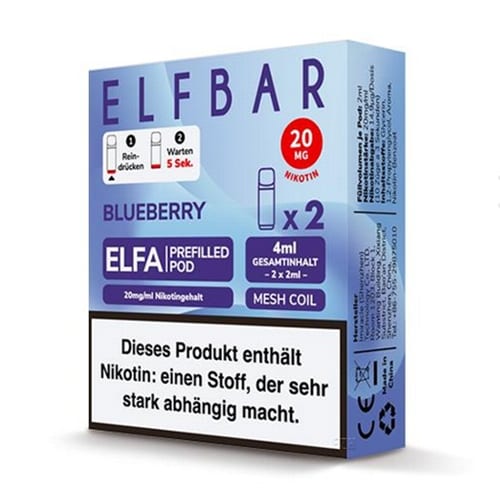 E-Liquidpod ELFBAR Elfa Blueberry 20 mg 2 Pods E-Liquidpod ELFBAR Elfa Blueberry 20 mg 2 Pods