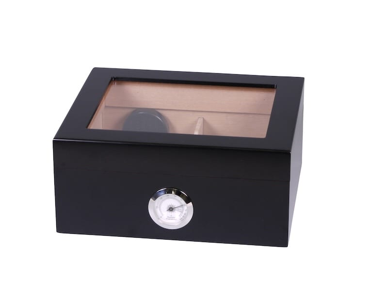 Humidor schwarz matt Deckel mit Glaseinsatz fuer ca. 25 Zig. 561277