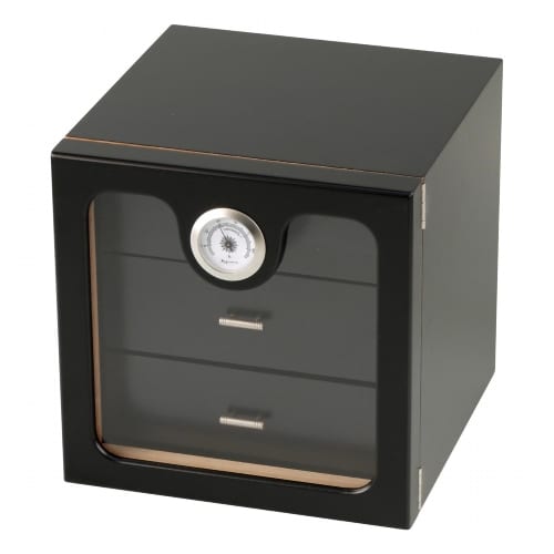 Humidor Schrank mit 3 Schubfächern schwarz 24,5x24x24 cm 33738