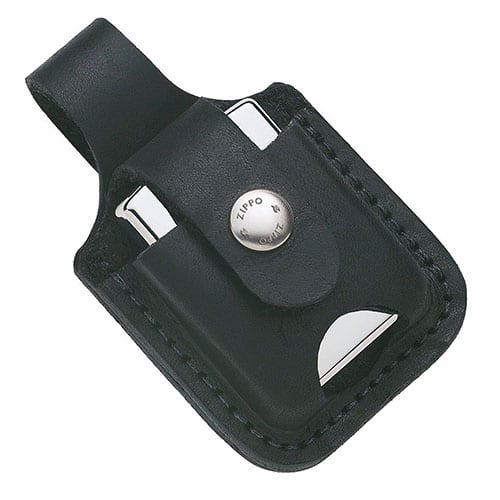 ZIPPO Ledertasche schwarz mit Lasche 60001221 62455