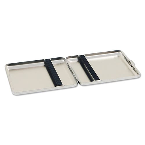 Zigarettenetui 18er mit Innengummizug aus Metall satiniert in silber matt 20714