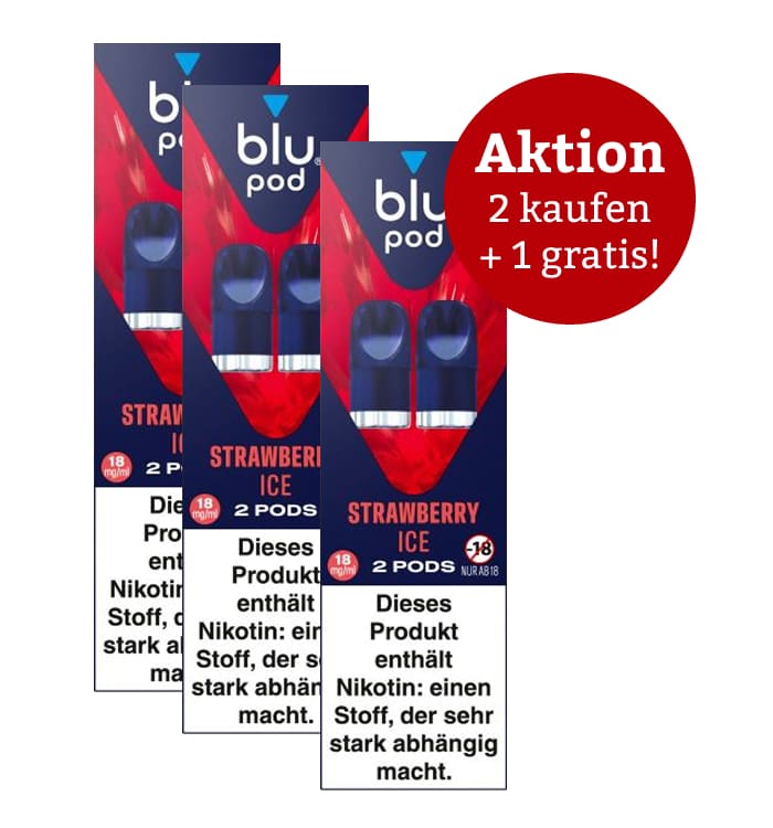 Aktion: 2 x kaufen, 3 erhalten E-Liquidpod BLU POD Strawberry ICE 18mg 2 Pods