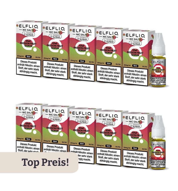 10er Pack E-Liquid Nikotinsalz ELFBAR Elfliq Kiwi Passionfruit Guava 20mg 4362