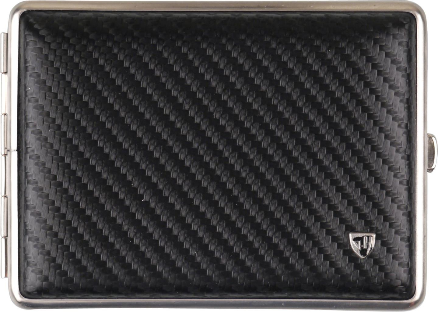 Zigtt.-Etui v.H. Leder Carbonopt.schw.Rahm.nickel matt 100mm 612961