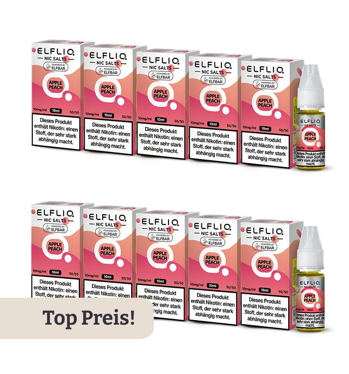 10er Pack E-Liquid Nikotinsalz ELFBAR Elfliq Apple Peach 10mg 4285