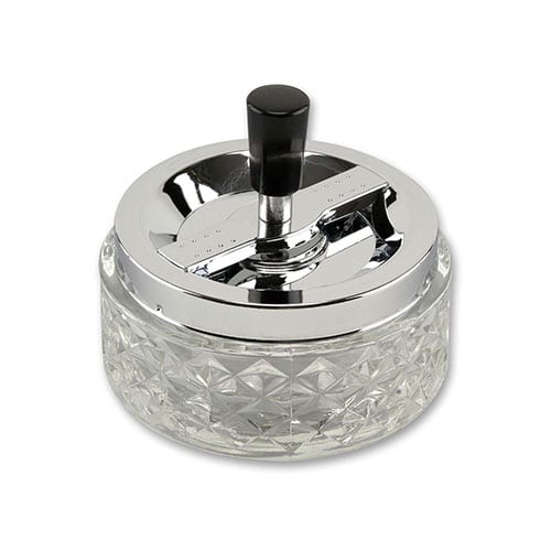 Schleuderaschenbecher aus Glas Chrom klar silbermetallic ransparent 11 cm Durchmesser 60594