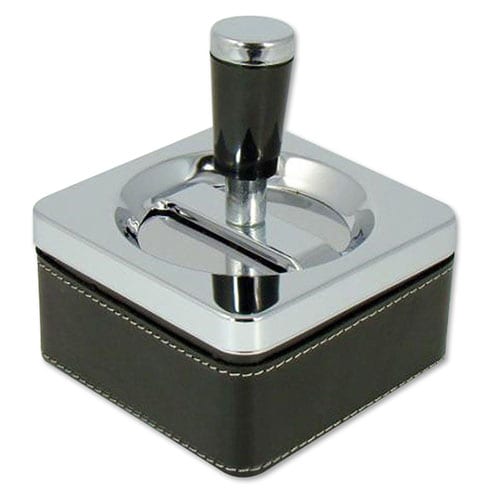 Schleuderaschenbecher aus Kunstleder Chrom in schwarz silbermetallic 61994