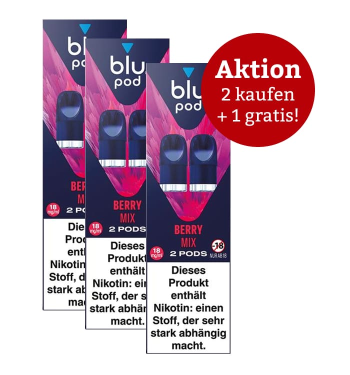 Aktion: 2 x kaufen, 3 erhalten E-Liquidpod BLU POD Berry Mix 18mg 2 Pods