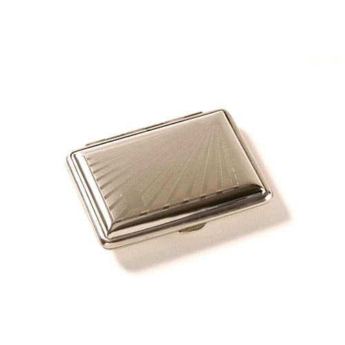 Zigarettenetui 14er mit Innengummizug aus Metall poliert in silber glänzend mit Dekor 14er 4404
