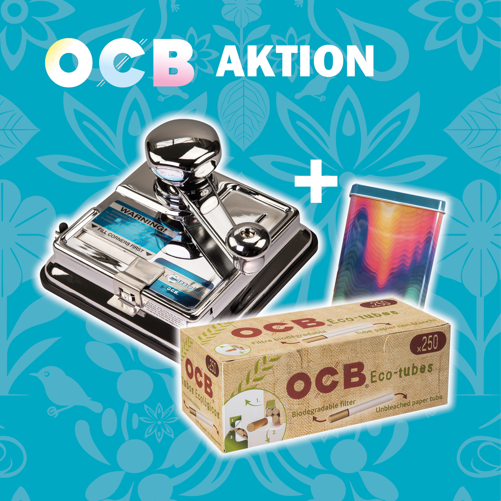 Aktion Zigarettenstopfmaschine OCB Mikromatic Duo mit Hebel aus Metall in silber glänzend SW16887