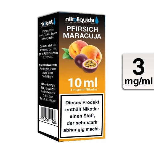 E-Liquid Nikoliquids Pfirsich Maracuja 3 mg/ml Flasche 10 ml E-Liquid Nikoliquids Pfirsich Maracuja 3 mg/ml Flasche 10 ml