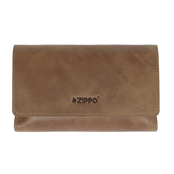 Feinschnitt-Tasche ZIPPO Leder natur Vintage 17x10,8x3,3cm 2008009 48058