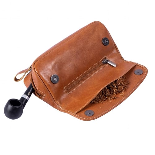 Pfeifentasche 1er Leder Michl ALPENLEDER cognac mit Tabakfach 35660