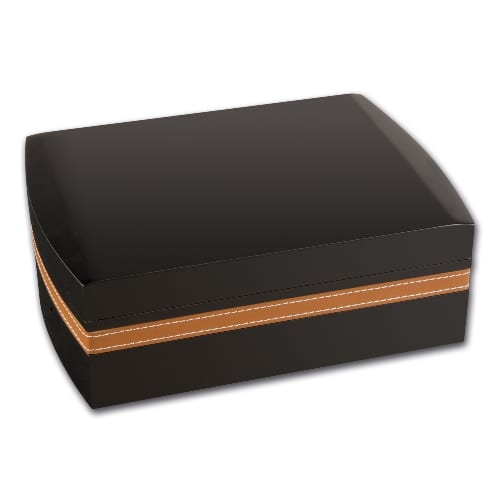 Humidor-Set Schwarz/Braun Lederoptik fuer ca. 25 Cigarren 18,7 cm breit 34512