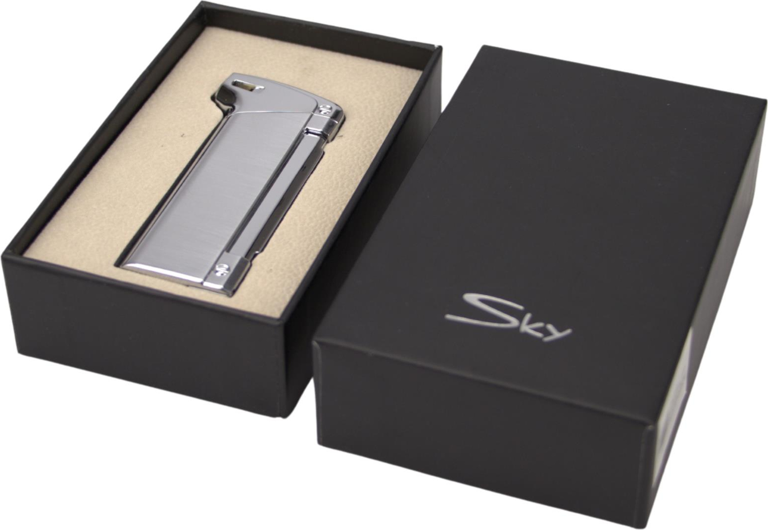 SKY Pfeifenfeuerzeug "James" chrom, mit Pfeifenstopfer  Pz 239721