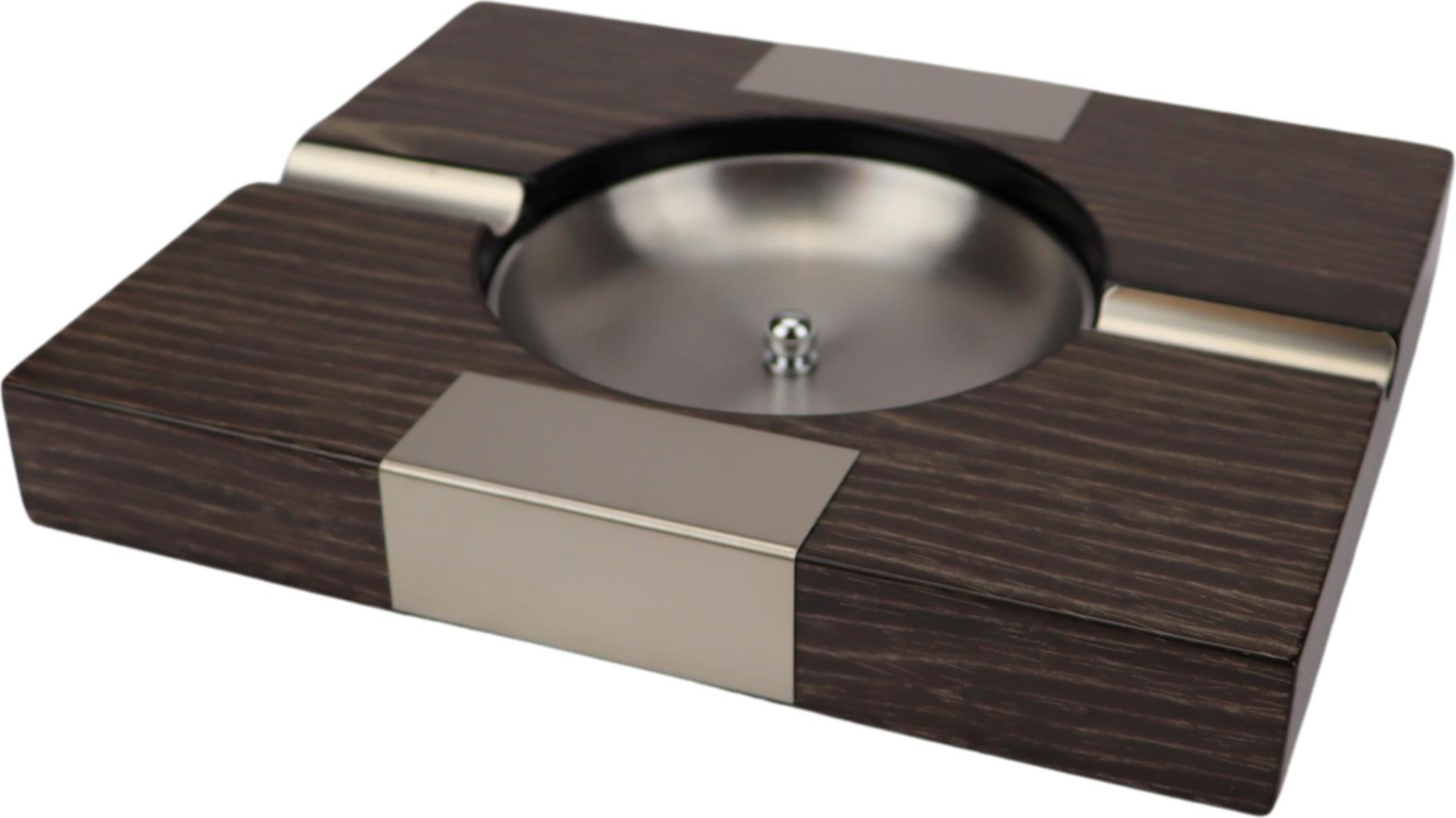 Zigarrenascher eckig Schwarzeiche glänzend mit 2 Ablagen 523665