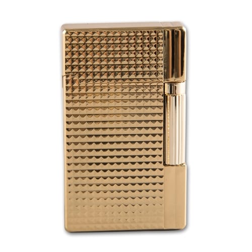 Feuerzeug Jean Claude Dustin aus Messing poliert in gold glänzend mit Waffelmuster 96652