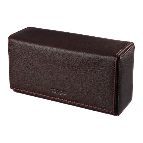 Feuerzeug Tasche ZIPPO Leder braun fuer 4 Feuerzeuge 18x9,6x6,5 cm 45998