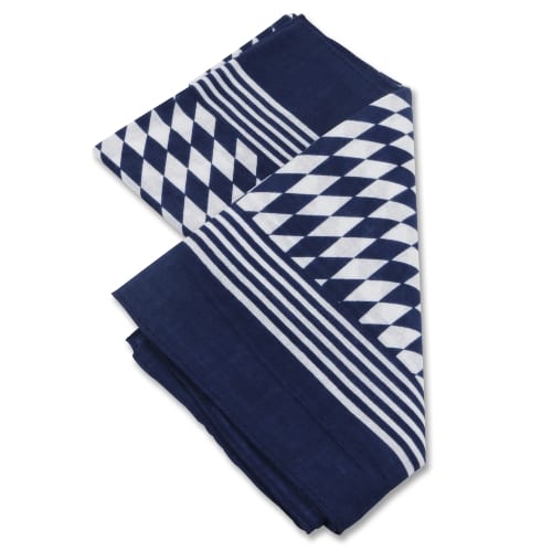 Schnupftuch aus Baumwolle in blau weiss mit Rautenmuster 22077