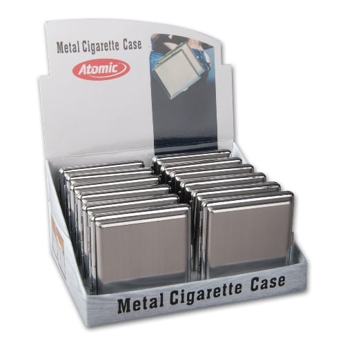 Zigarettenetui Metall 20er ATOMIC chrom/satiniert mit Clip (12) 85168