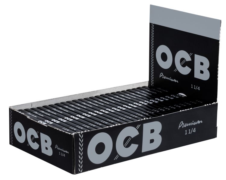 OCB Premium Schwarz 1¼ – Display mit 25 Heften à 50 Blättchen