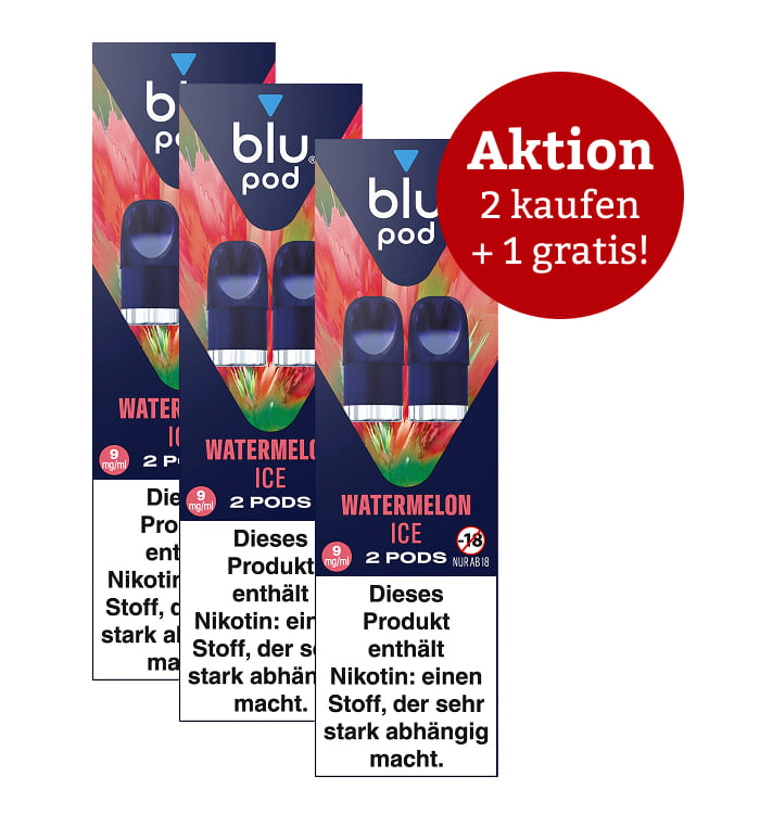 Aktion: 2 x kaufen, 3 erhalten E-Liquidpod BLU POD Watermelon Ice 9mg 2 Pods
