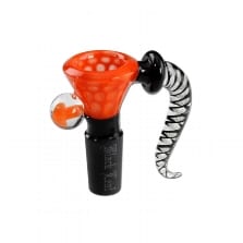 Bong Glaskunstkopf BLACK LEAF Punkte orange Schliff 14,5 mm 17mm 37074