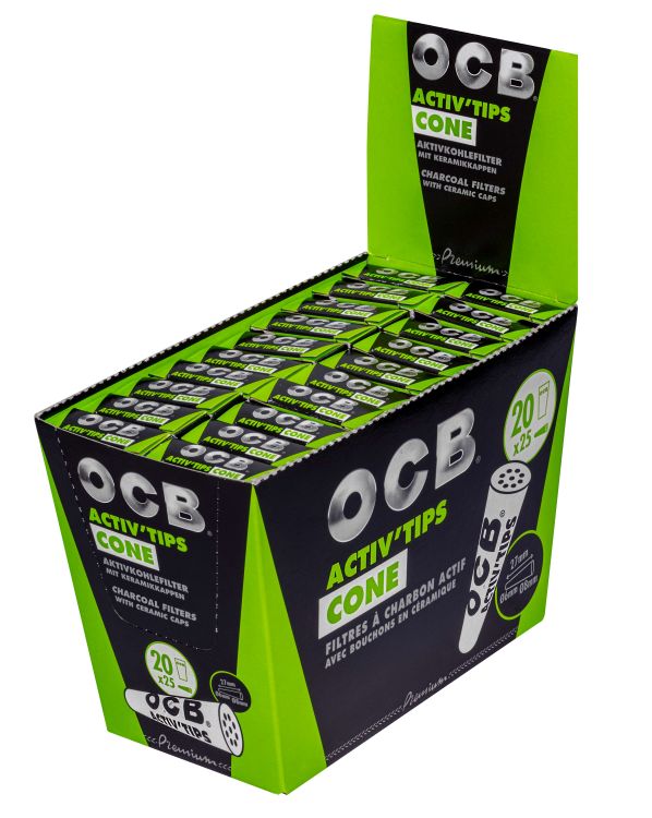 OCB Activ'Tips Cone – Aktivkohlefilter für Cones, Display mit 500 Stück
